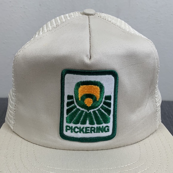 Vintage Pickering Trucker Hat Mens OSFA Tan Cream Mesh Back Snapback P Caps - Picture 3 of 14